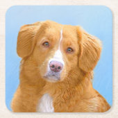 Nova Scotia Duck Tolling Retriever Dog Painting Vierkante Kartonnen Onderzetter (Voorkant)