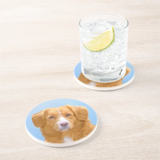 Nova Scotia Duck Tolling Retriever Dog Painting Zandsteen Onderzetter (Zijkant)