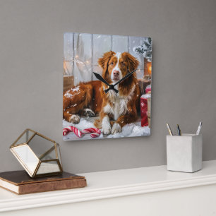 Nova Scotia Duck Tolling Retriever Kerst Festief Vierkante Klok