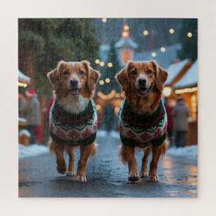 Nova Scotia Duck Tolling Retriever Kerst Sneeuw Va Legpuzzel
