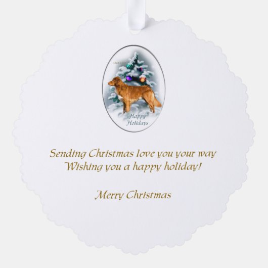 Nova Scotia Duck Tolling Retriever Kerstmis Ornament Kaart (Achterkant)