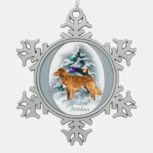 Nova Scotia Duck Tolling Retriever Kerstmis Tin Sneeuwvlok Ornament