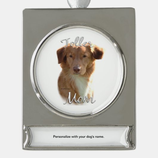 Nova Scotia Duck Tolling Retriever mam 2 Verzilverd Banner Ornament (Voorkant)
