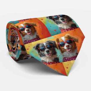 Nova Scotia Duck Tolling Retriever met Rozen Valen Stropdas