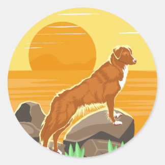 Nova Scotia Duck Tolling Retriever Sunset Ronde Sticker