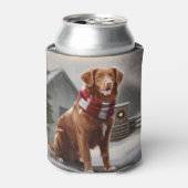 Nova Scotia Eend Toller Hond in Sneeuw Kerstmis Blikjeskoeler (Blikje Voorkant)