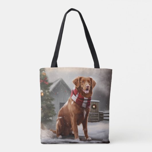 Nova Scotia Eend Toller Hond in Sneeuw Kerstmis Draagtas (Achterkant)