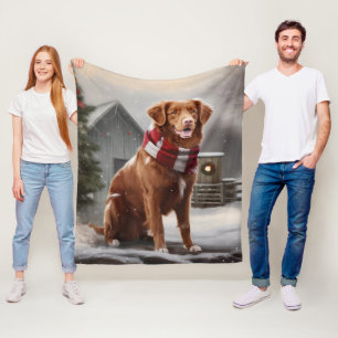 Nova Scotia Eend Toller Hond in Sneeuw Kerstmis Fleece Deken
