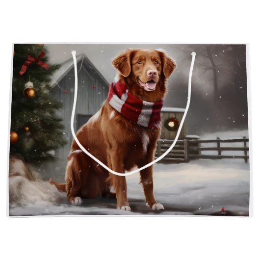 Nova Scotia Eend Toller Hond in Sneeuw Kerstmis Groot Cadeauzakje (Voorkant)