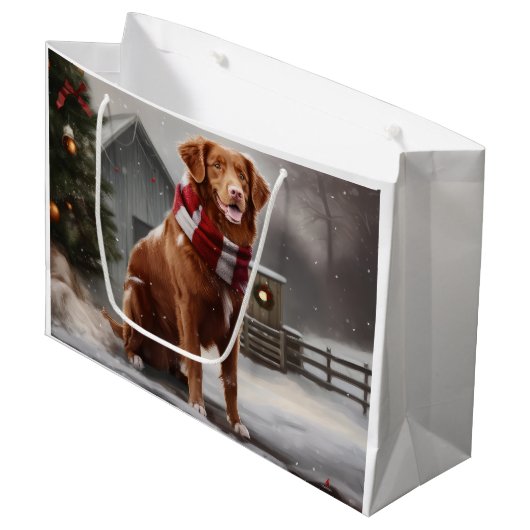 Nova Scotia Eend Toller Hond in Sneeuw Kerstmis Groot Cadeauzakje (Voorkant Gekanteld)