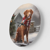 Nova Scotia Eend Toller Hond in Sneeuw Kerstmis Grote Klok (Hoek)
