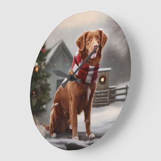 Nova Scotia Eend Toller Hond in Sneeuw Kerstmis Grote Klok (Hoek)