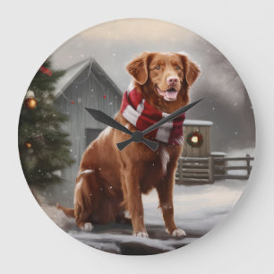 Nova Scotia Eend Toller Hond in Sneeuw Kerstmis Grote Klok