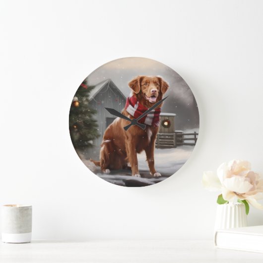 Nova Scotia Eend Toller Hond in Sneeuw Kerstmis Grote Klok (Huis)