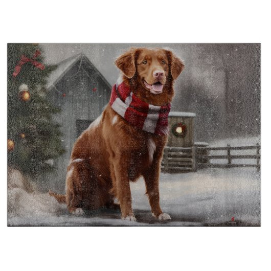 Nova Scotia Eend Toller Hond in Sneeuw Kerstmis Snijplank (Voorkant)