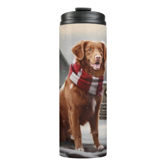 Nova Scotia Eend Toller Hond in Sneeuw Kerstmis Thermosbeker (Voorkant)