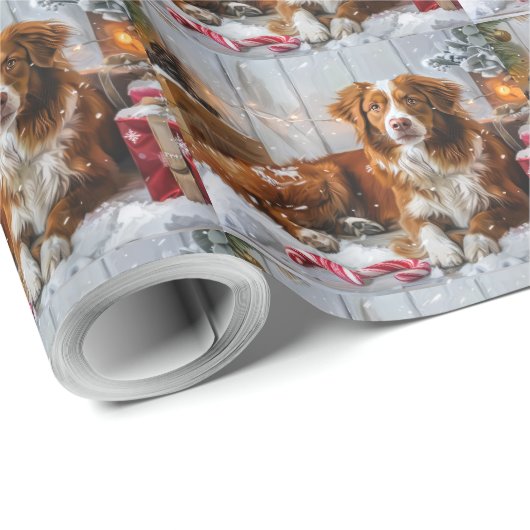 Nova Scotia Eend Toller Hond Kerstfeest Cadeaupapier (Rol Hoek)