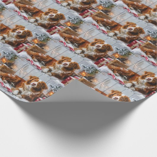Nova Scotia Eend Toller Hond Kerstfeest Cadeaupapier (Hoek)