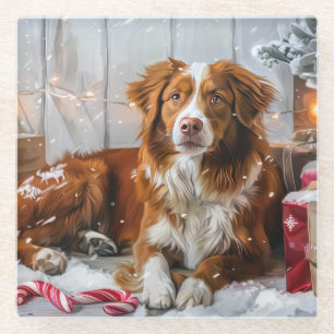 Nova Scotia Eend Toller Hond Kerstfeest Glazen Onderzetter
