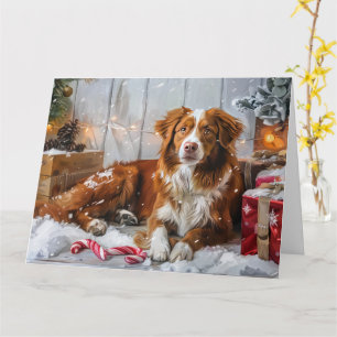 Nova Scotia Eend Toller Hond Kerstfeest Kaart
