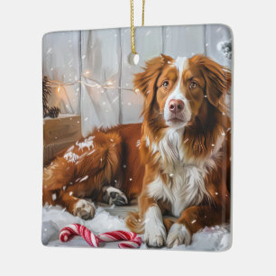 Nova Scotia Eend Toller Hond Kerstfeest Keramisch Ornament