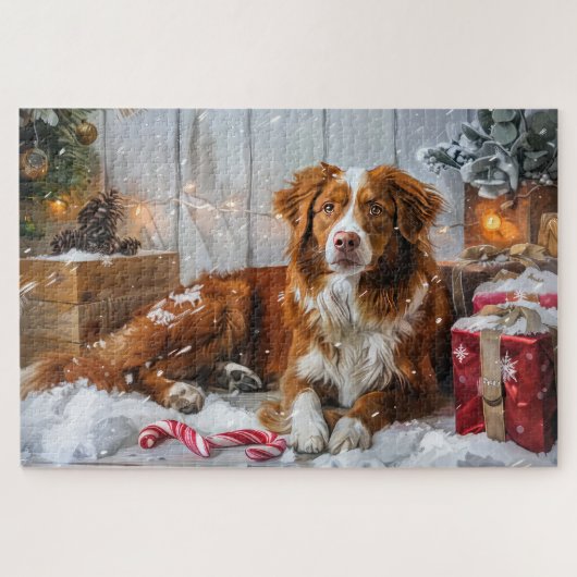 Nova Scotia Eend Toller Hond Kerstfeest Legpuzzel (Horizontaal)