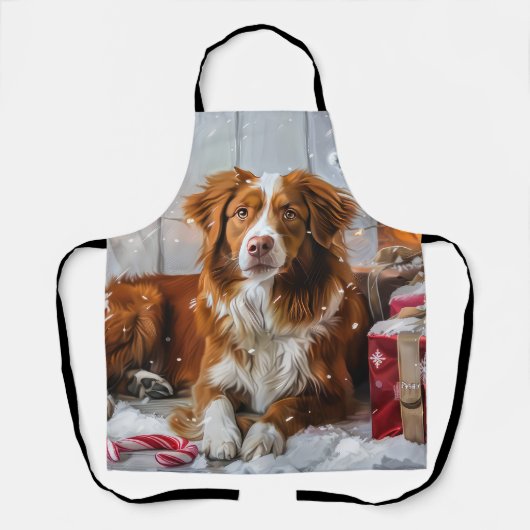 Nova Scotia Eend Toller Hond Kerstfeest Schort (Voorkant)