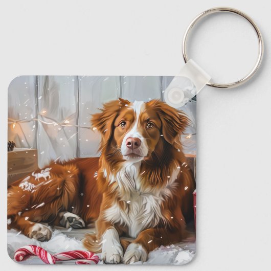 Nova Scotia Eend Toller Hond Kerstfeest Sleutelhanger (Achterkant)
