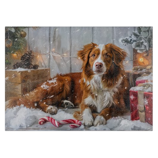 Nova Scotia Eend Toller Hond Kerstfeest Snijplank (Voorkant)