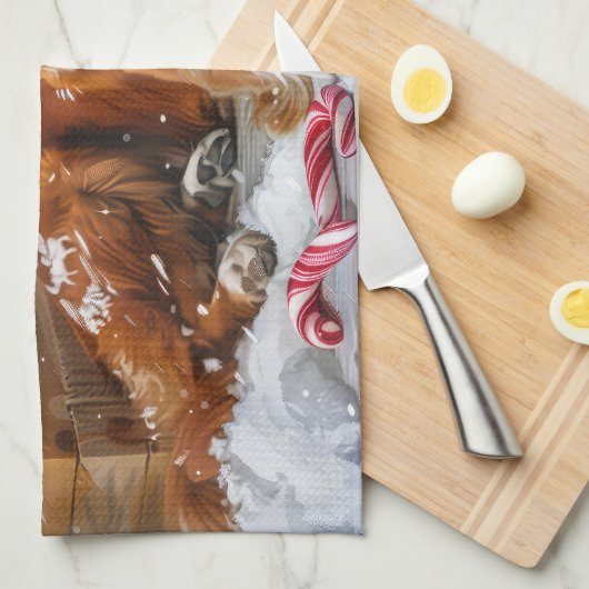 Nova Scotia Eend Toller Hond Kerstfeest Theedoek (Quarter Fold)