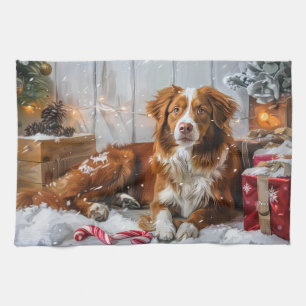 Nova Scotia Eend Toller Hond Kerstfeest Theedoek