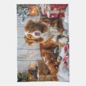 Nova Scotia Eend Toller Hond Kerstfeest Theedoek (Verticaal)