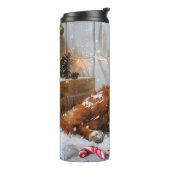 Nova Scotia Eend Toller Hond Kerstfeest Thermosbeker (Gedraaid links)