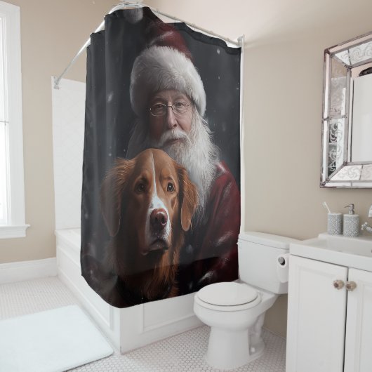 Nova Scotia Eend Toller Met Sinterklaas Feestelijk Douchegordijn (In situ)