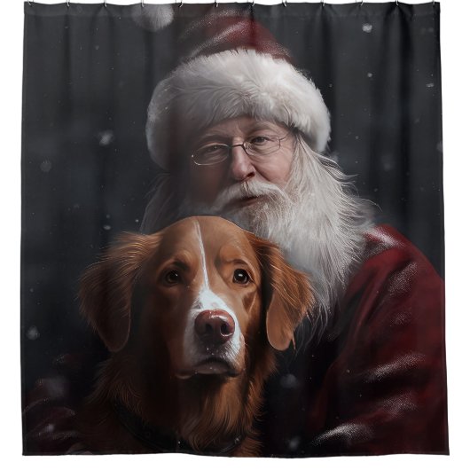 Nova Scotia Eend Toller Met Sinterklaas Feestelijk Douchegordijn (Voorkant)