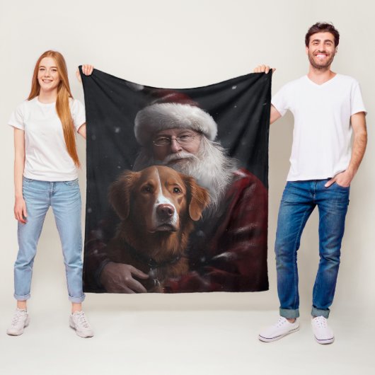 Nova Scotia Eend Toller Met Sinterklaas Feestelijk Fleece Deken (In situ)
