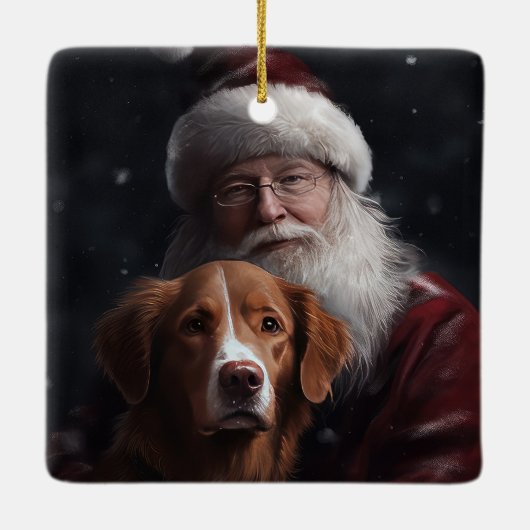 Nova Scotia Eend Toller Met Sinterklaas Feestelijk Keramisch Ornament (Achterkant)