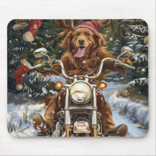 Nova Scotia Hond op Motorfiets Kerstmis Muismat