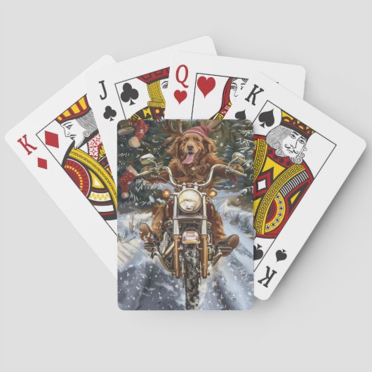 Nova Scotia Hond Rijden Motorfiets Kerstmis Pokerkaarten (Achterkant)