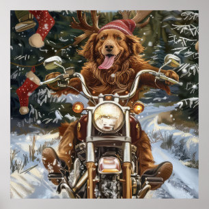 Nova Scotia Hond Rijden Motorfiets Kerstmis Poster