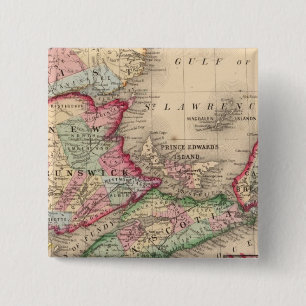 Nova Scotia, New Brunswick, Map van Mitchell Vierkante Button 5,1 Cm