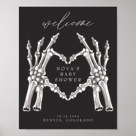 NOVA Skeleton Heart Hands Baby shower Welkom Poster (Voorkant)