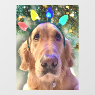 Nova The Golden Retriever Dog Kerstmis  Raamsticker