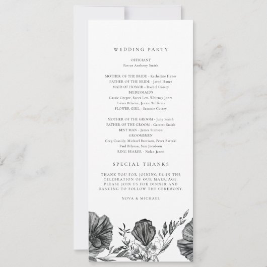 NOVA Til Death Carte du programme de mariage gothi (Dos)