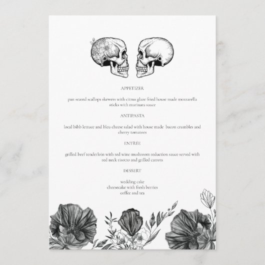 NOVA Til Death  Gotische Schedel Bruiloft Menu (Voorkant)