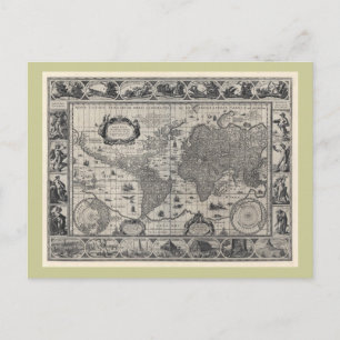 Nova totius terrarum, 1606 Antiek Wereldkaart Briefkaart