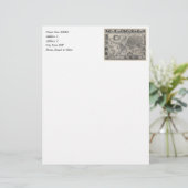 Nova totius terrarum, 1606 Antiek Wereldkaart Gepersonaliseerd Briefhoofd (Staand voorkant)