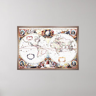 Nova Totius Terrarum Orbis van Henricus Hondius II Canvas Afdruk