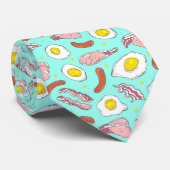 Novelty Bacon Egg Sause Breakfast Blue Stropdas (Opgerold)