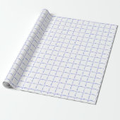 Novelty Blue White Grid Cadeaupapier (Uitgerold)
